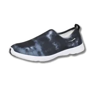 Ladies Aqua Slip-On Black Tie Dye