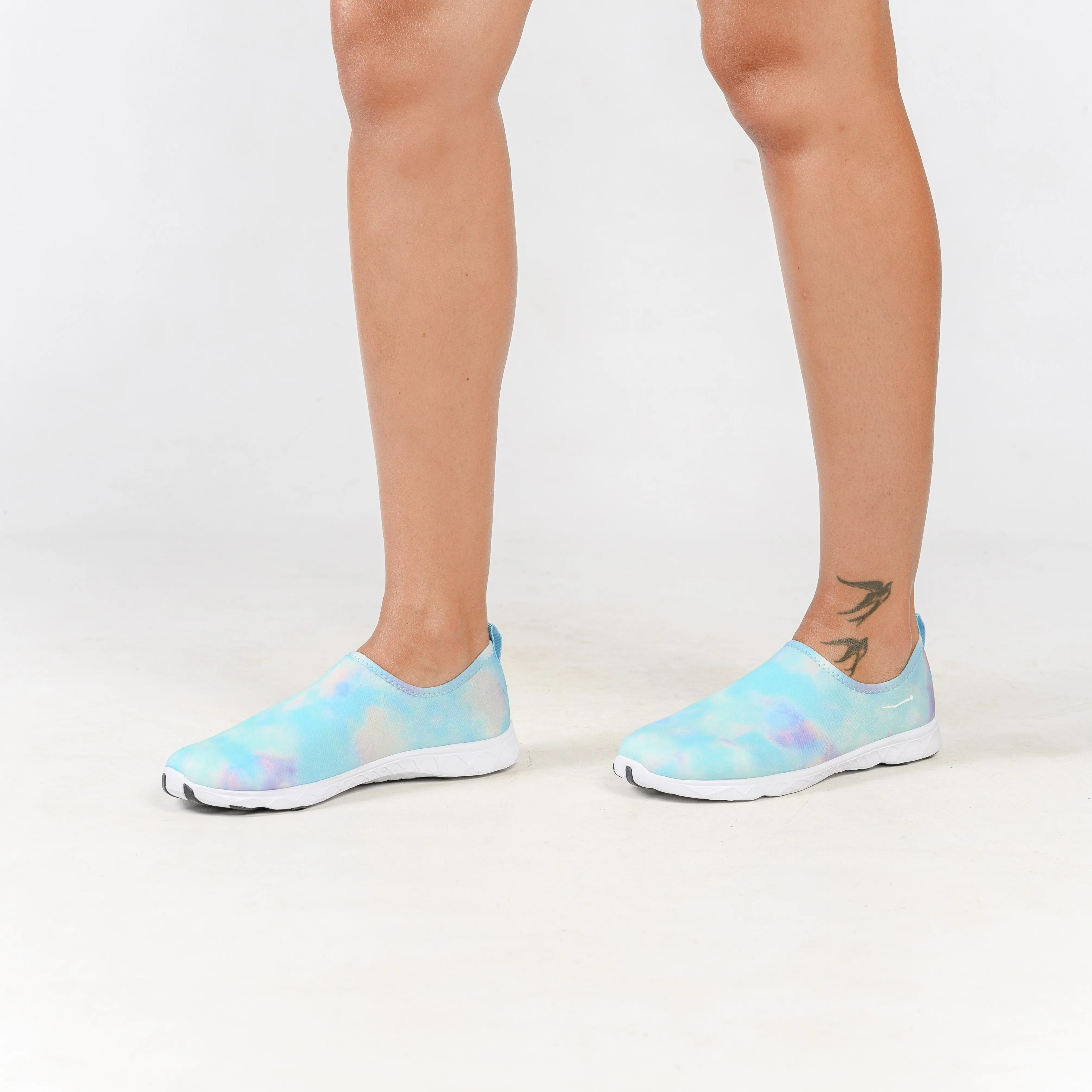 Ladies Aqua Slip-On Blue Tie Dye