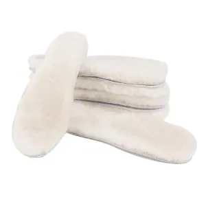 Lambswool Furry Slipper Liners for Cold - Fuzzy Sheepskin Insoles Fur Warm Cushion Replacement Inserts for Hunter