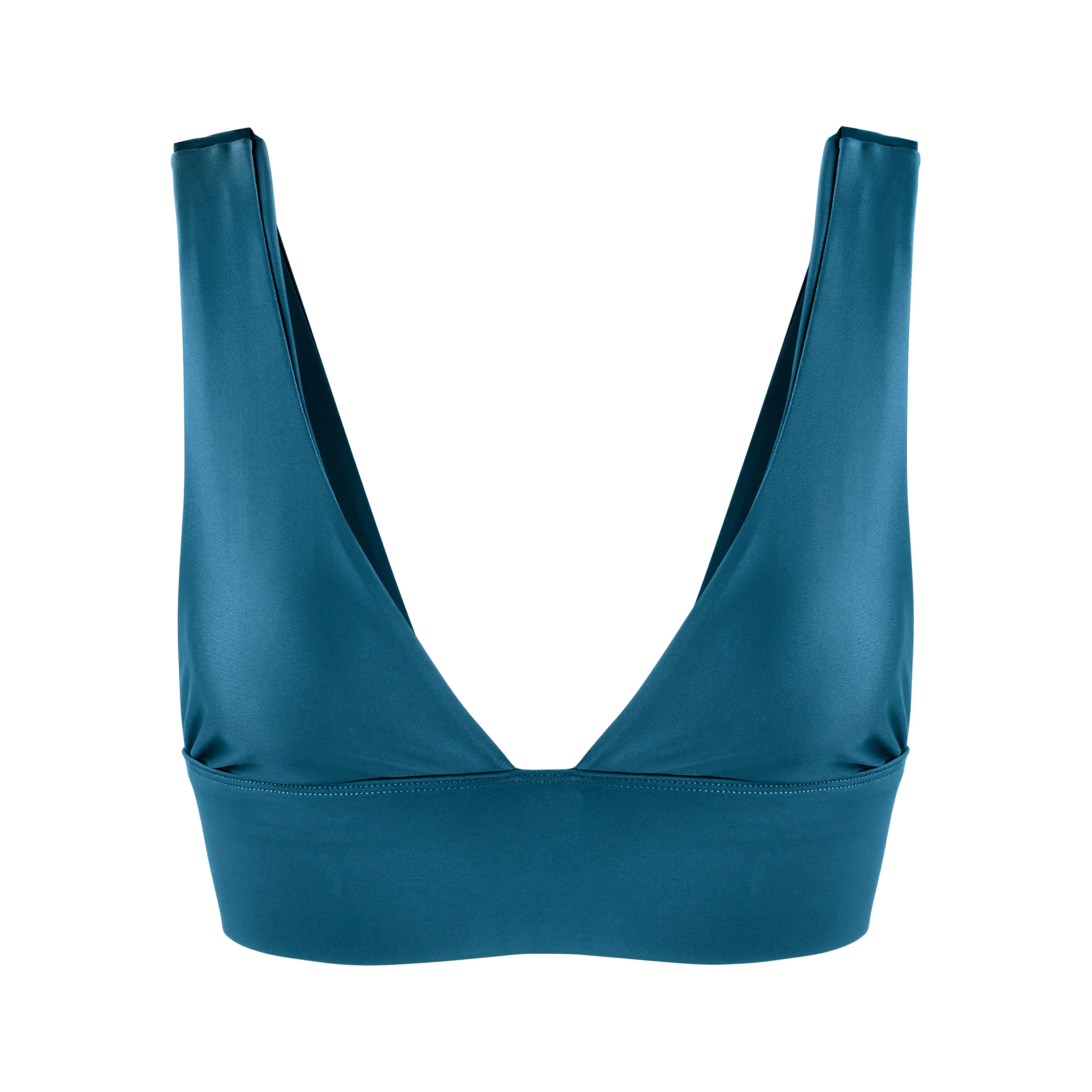 Lykke Deep Plunge Sports Bra | Recycled Nylon | Aegean