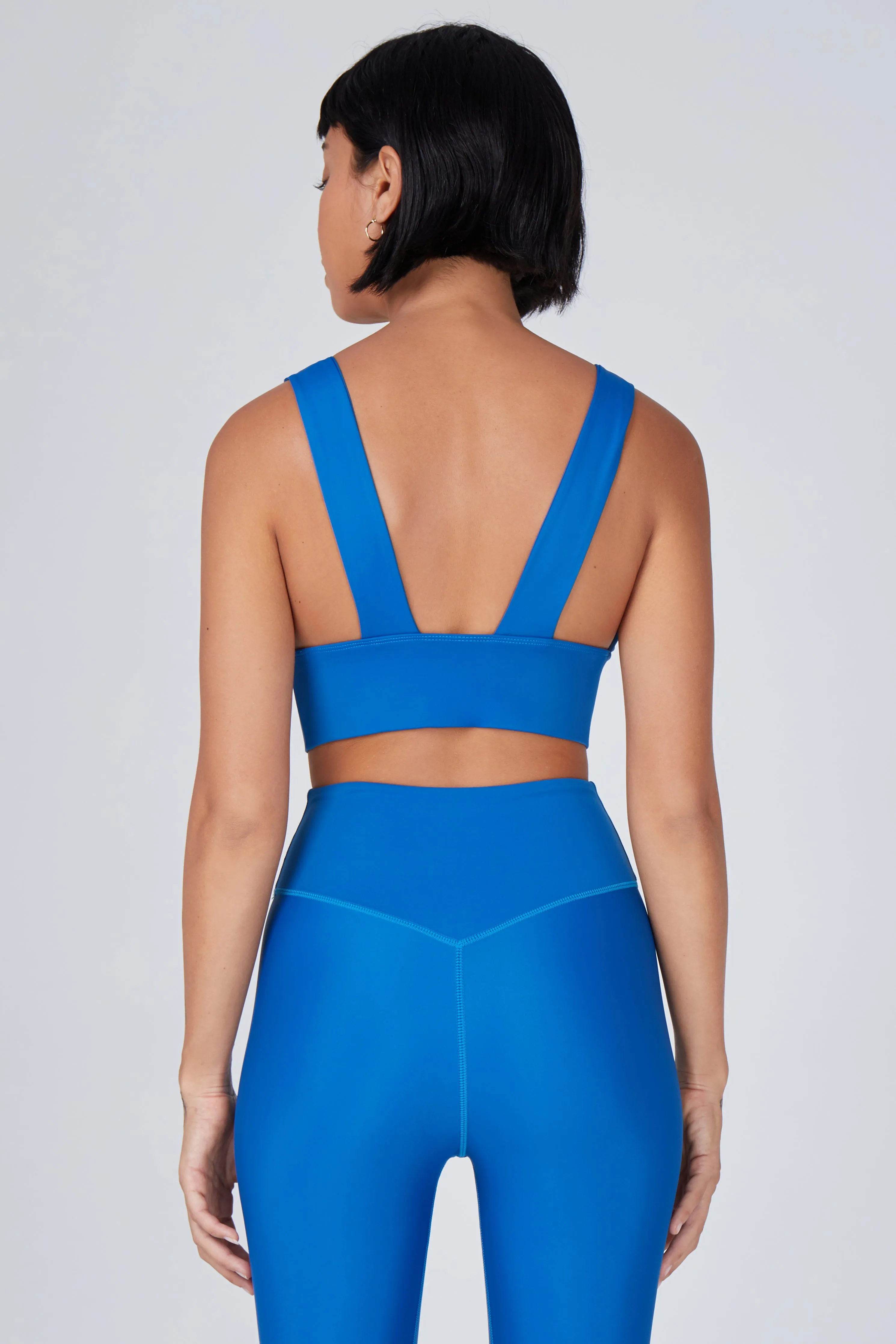 Lykke Deep Plunge Sports Bra | Recycled Nylon | Aegean