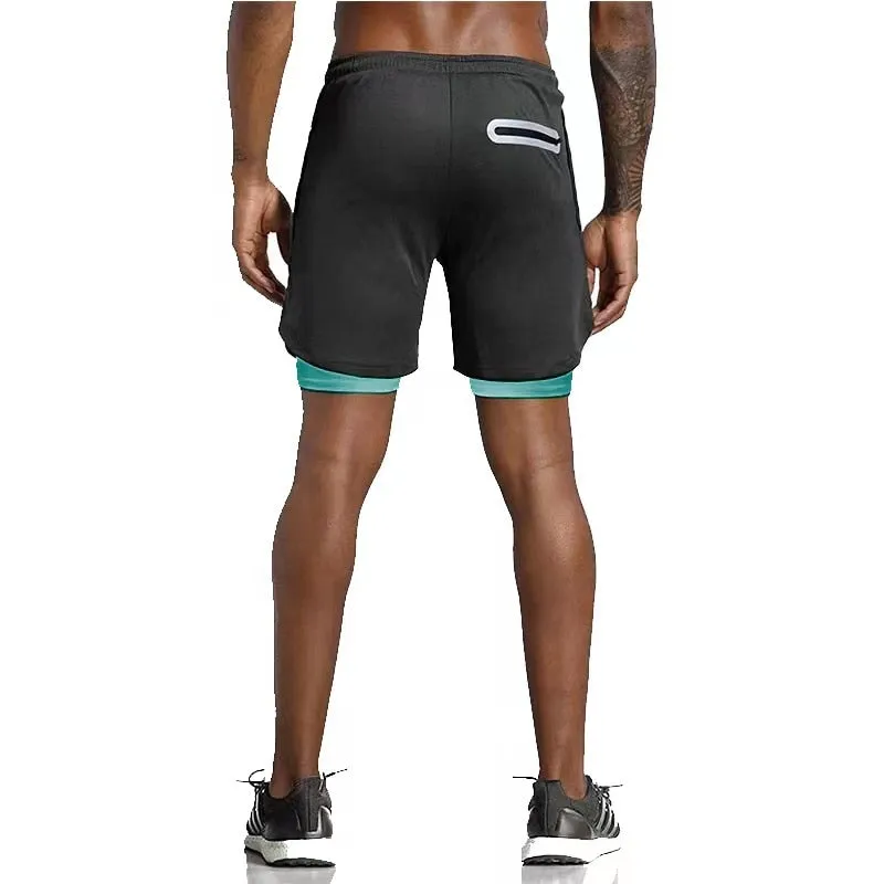 Men Running Shorts Summer Sportswear Double-deck Short Pant