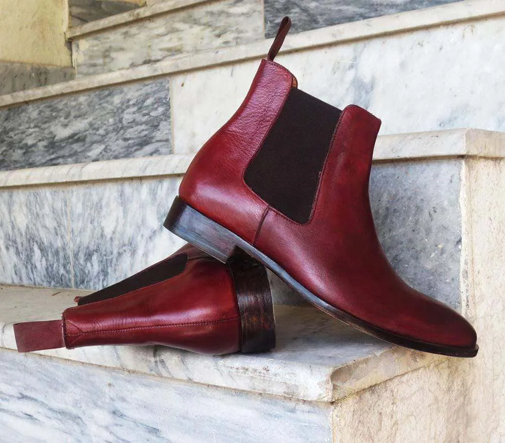 Men's Burgundy Chelsea Ankle Boot