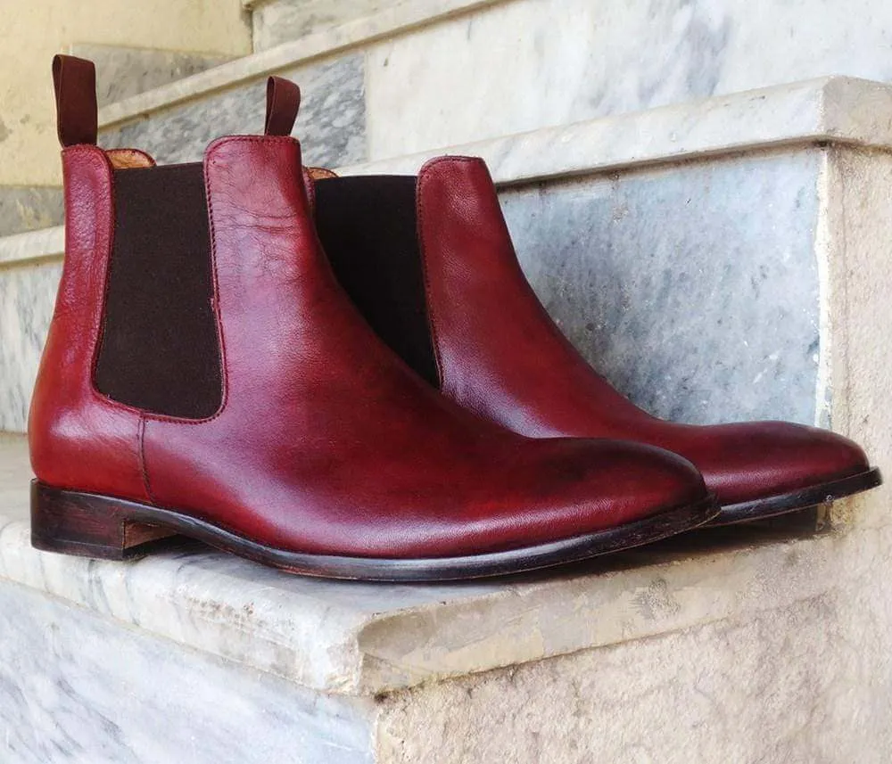 Men's Burgundy Chelsea Ankle Boot