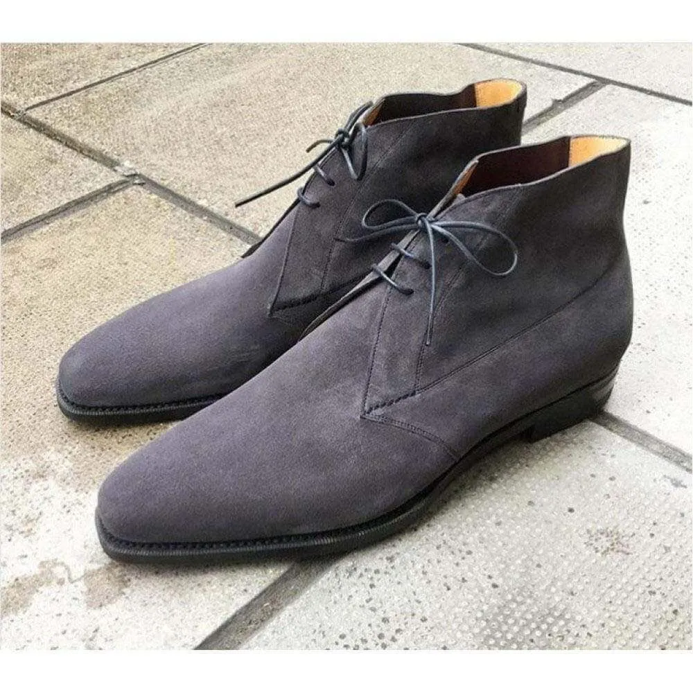 Men's Gray Chukka Suede Boots Dress Boots Office Boot