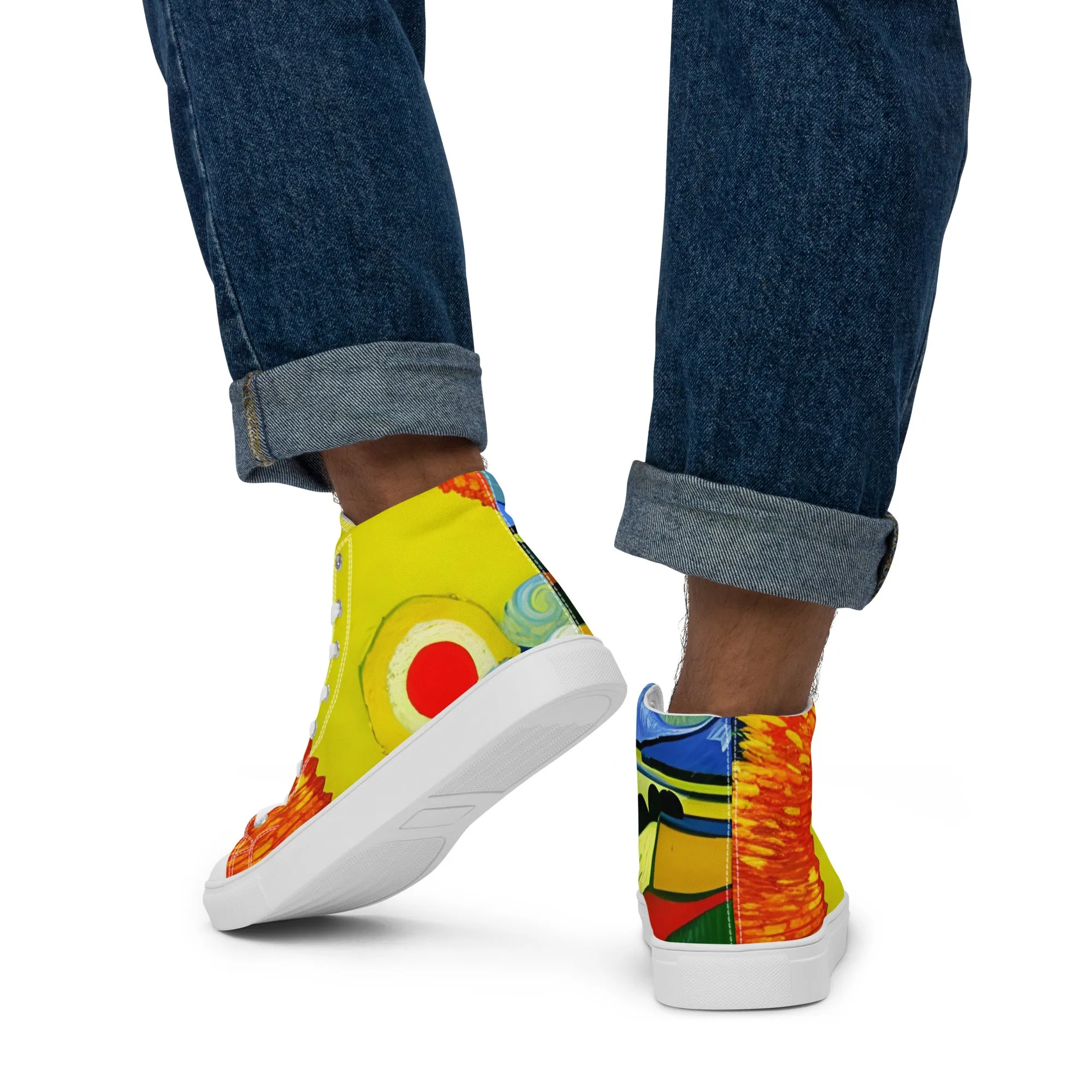 Men’s high top canvas shoes / Van Gogh trending fashion shoes