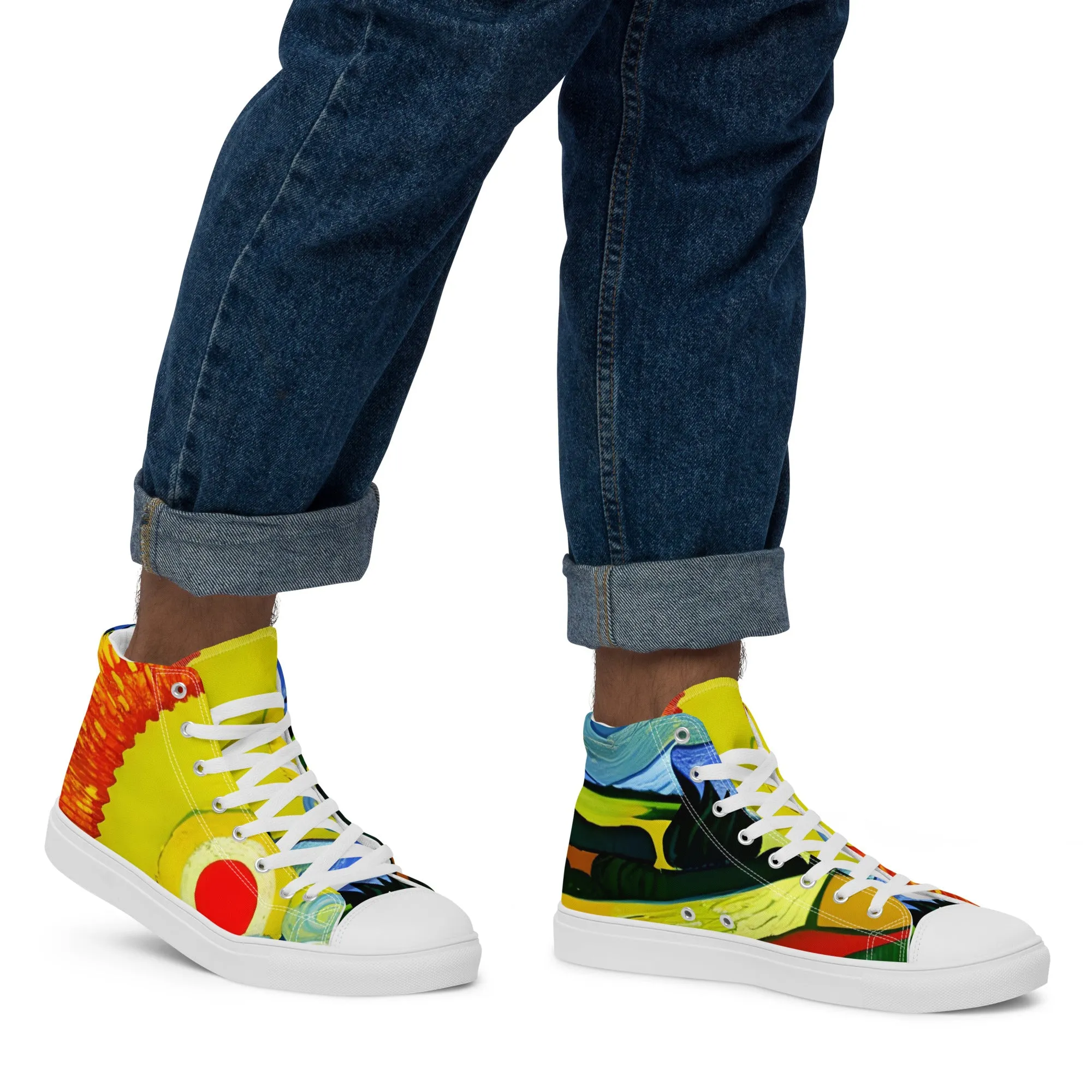 Men’s high top canvas shoes / Van Gogh trending fashion shoes