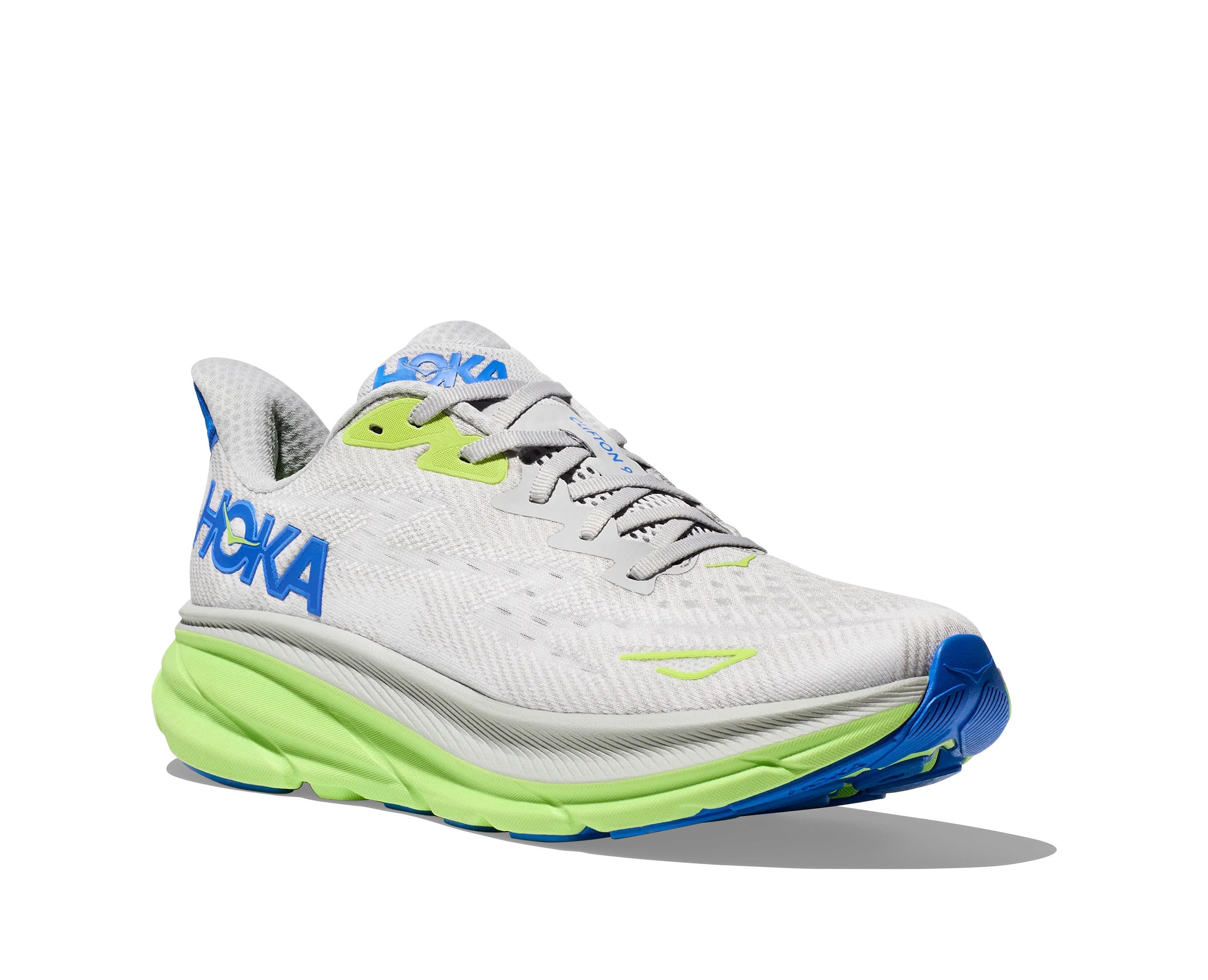 Men's Hoka Clifton 9 Color: Stardust / Cobalt (WIDE WIDTH)