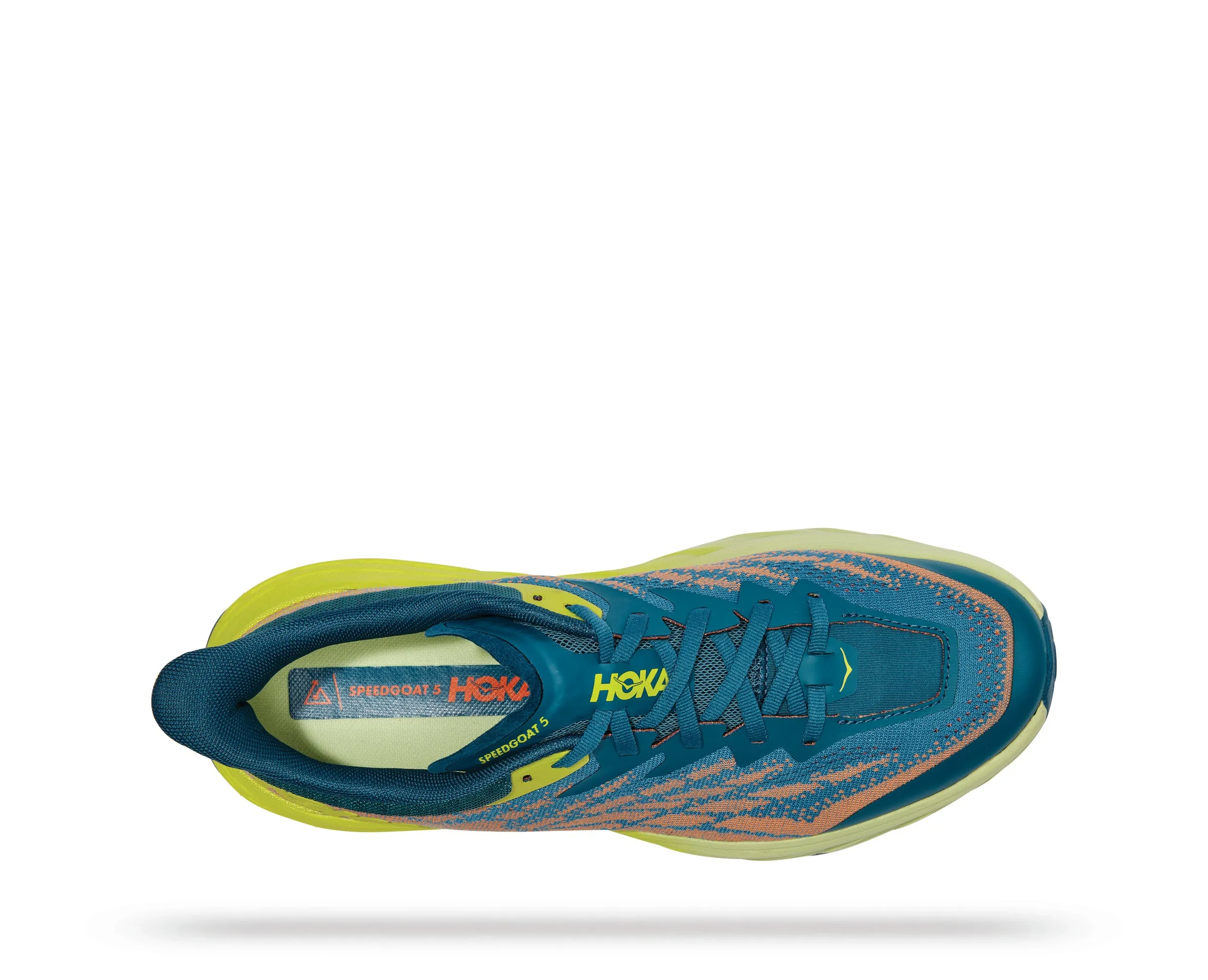 Men's Hoka Speedgoat 5 Color: Blue Coral/Primrose (WIDE WIDTH)