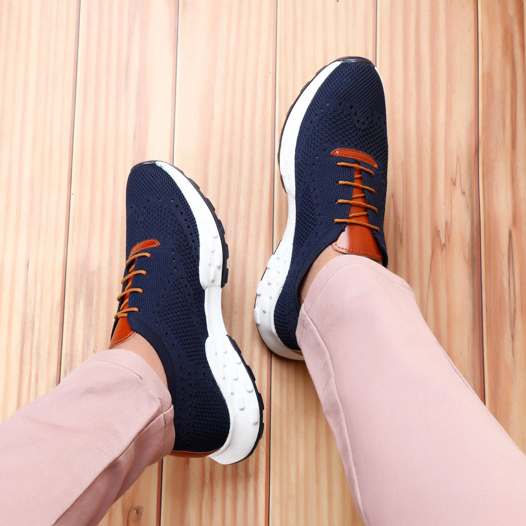 Men's Latest Knitted Upper Casual Brogues Lace-Up Running Shoes