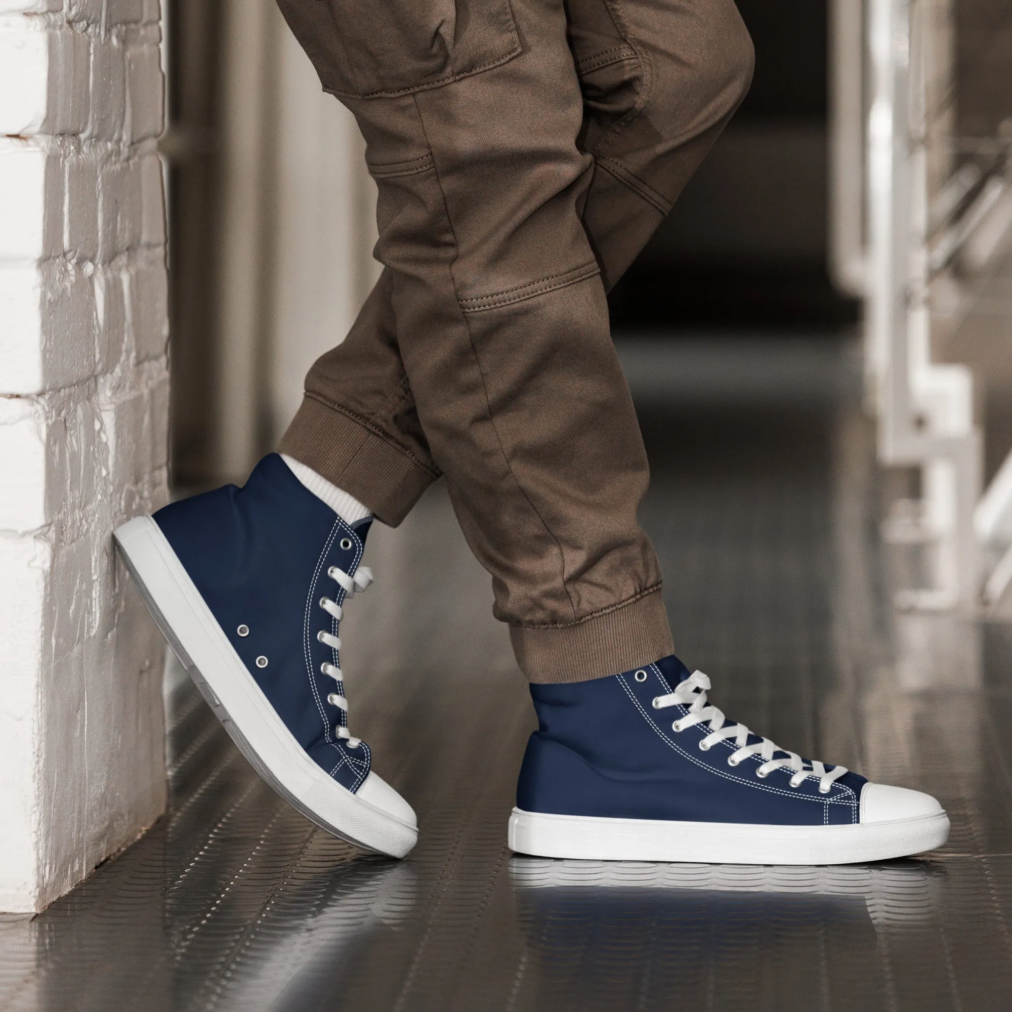 Men’s Navy Blue High Top Shoes