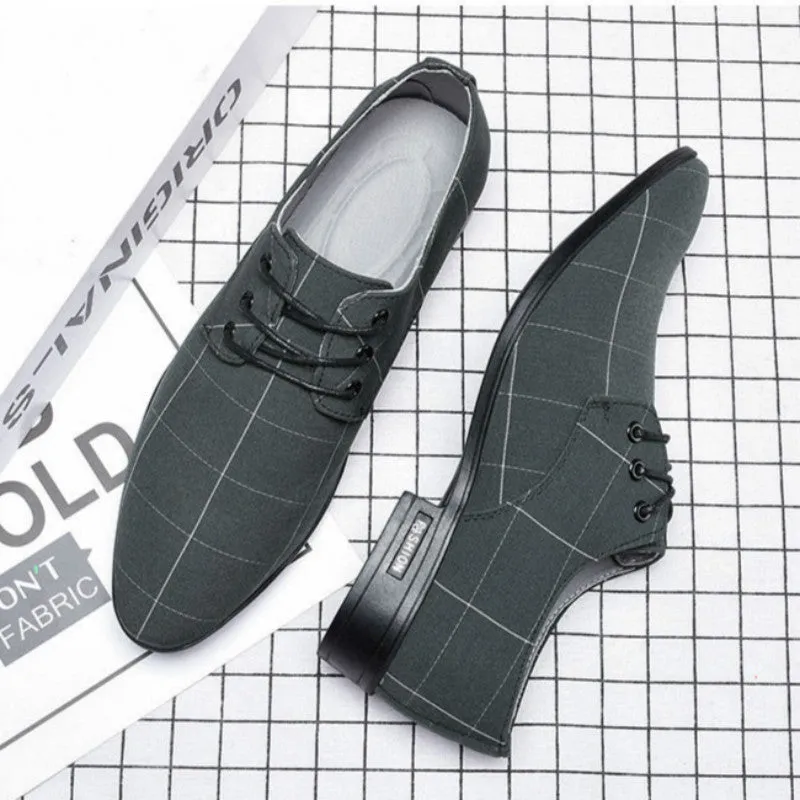 Mens Shoes Men Dress Shoes Leather Breathable Leisure Business Canvas Formal Shoes