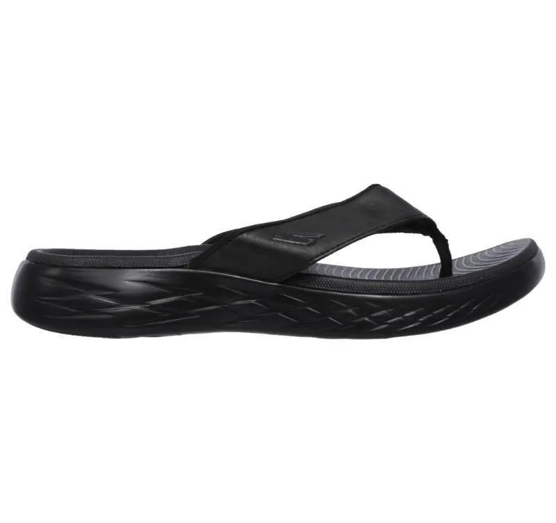 Mens Skechers On The Go 600 - Seaport Black/Black Thongs Sandals