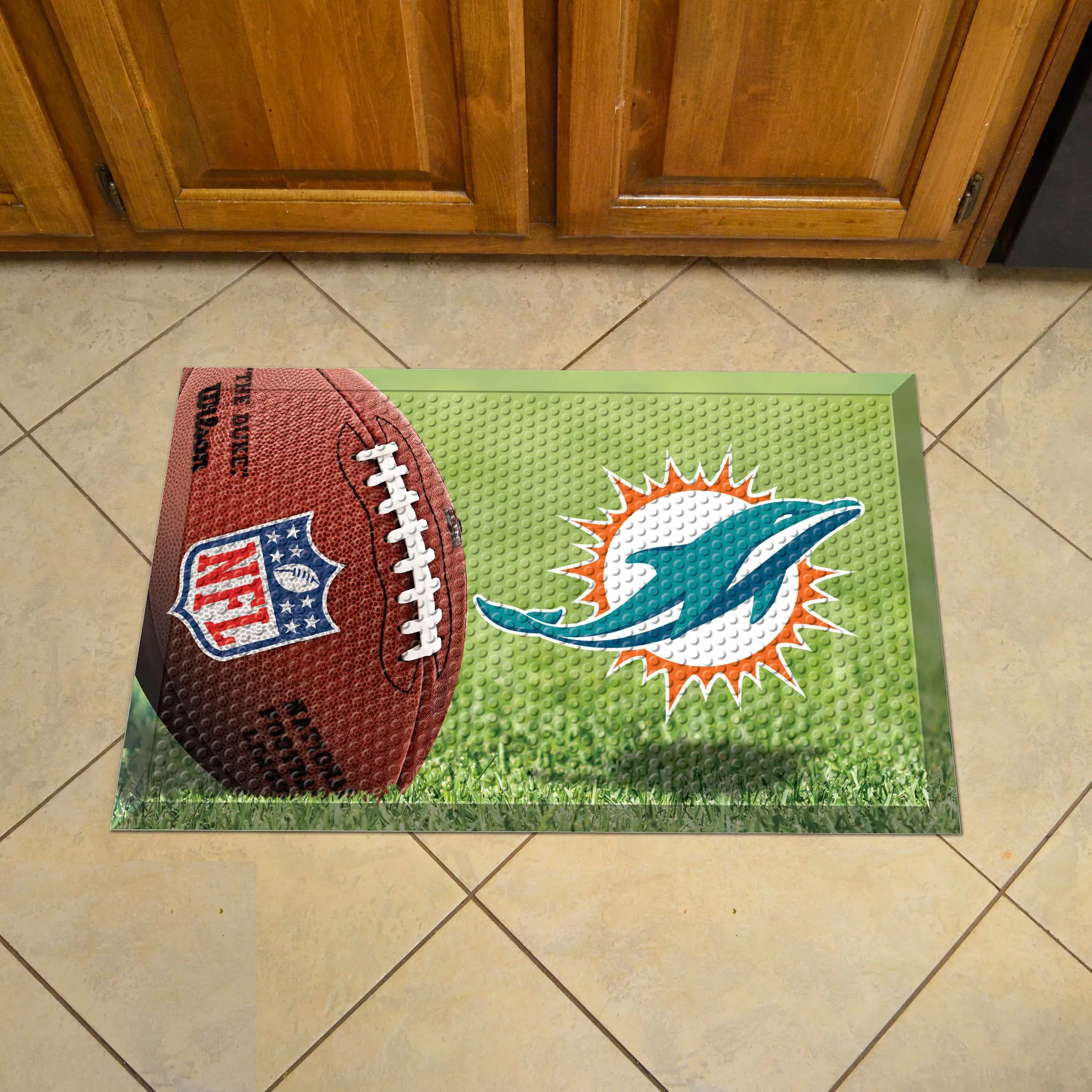 Miami Dolphins Rubber Scraper Door Mat