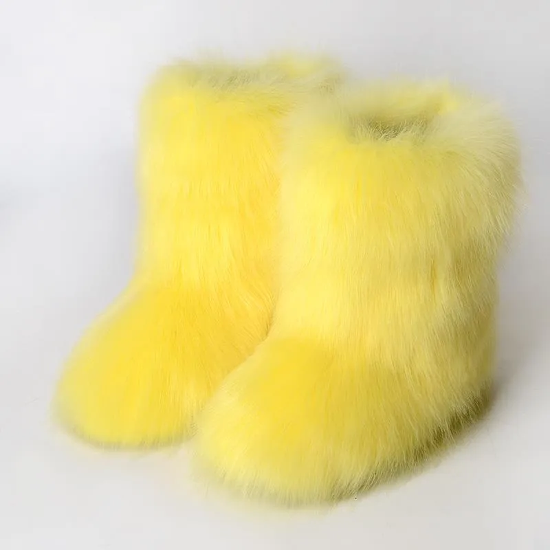 Mid Calf  Fuzzy  Flat  Warm Slip In Boots