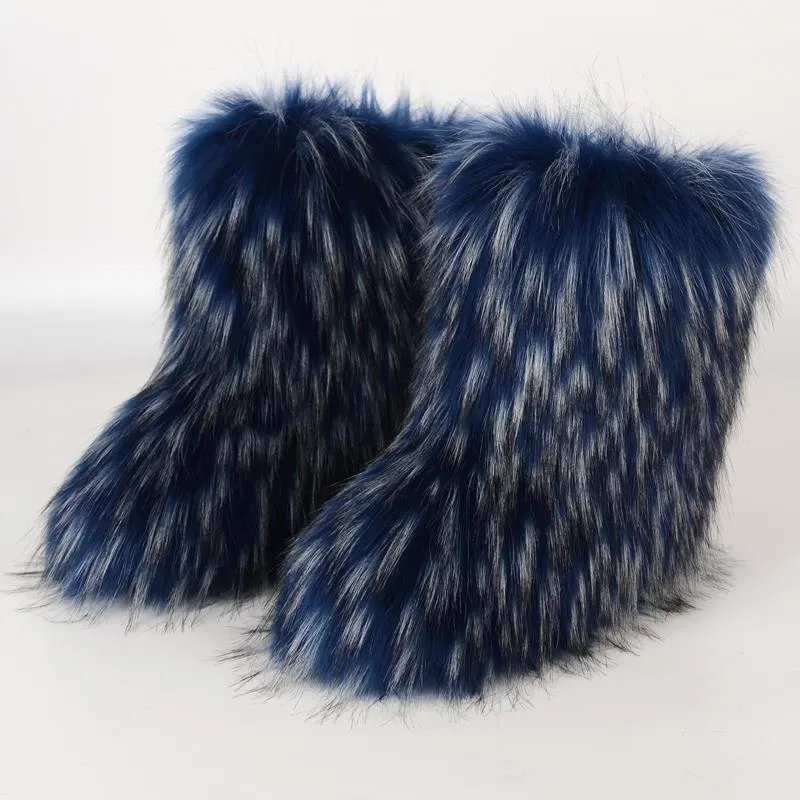 Mid Calf  Fuzzy  Flat  Warm Slip In Boots