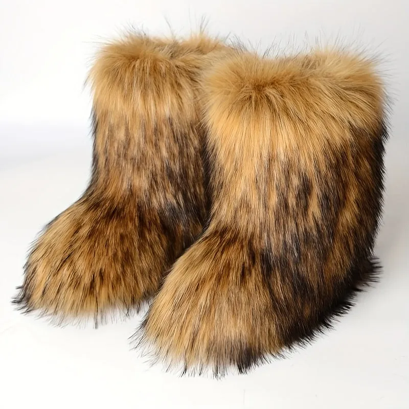 Mid Calf  Fuzzy  Flat  Warm Slip In Boots