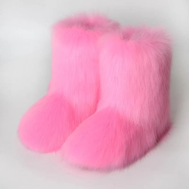 Mid Calf  Fuzzy  Flat  Warm Slip In Boots