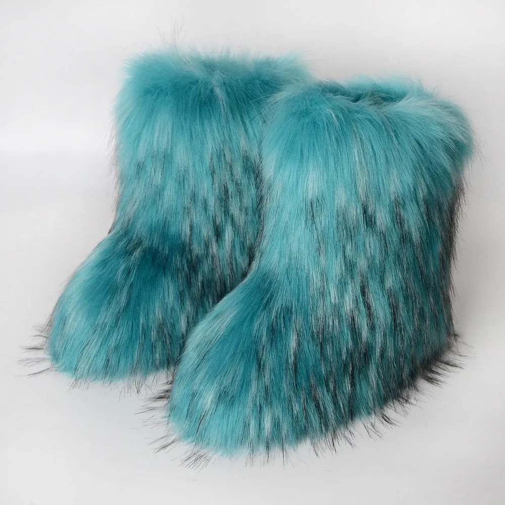 Mid Calf  Fuzzy  Flat  Warm Slip In Boots