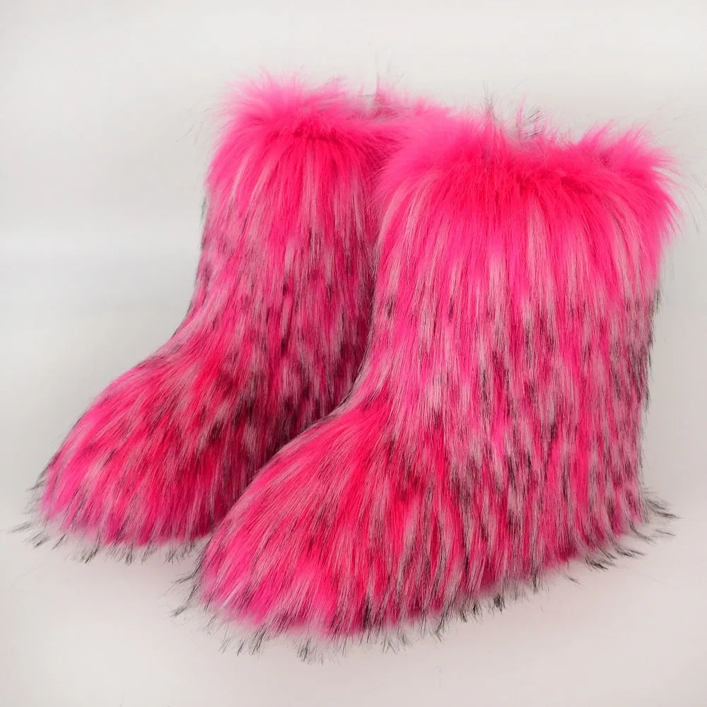 Mid Calf  Fuzzy  Flat  Warm Slip In Boots