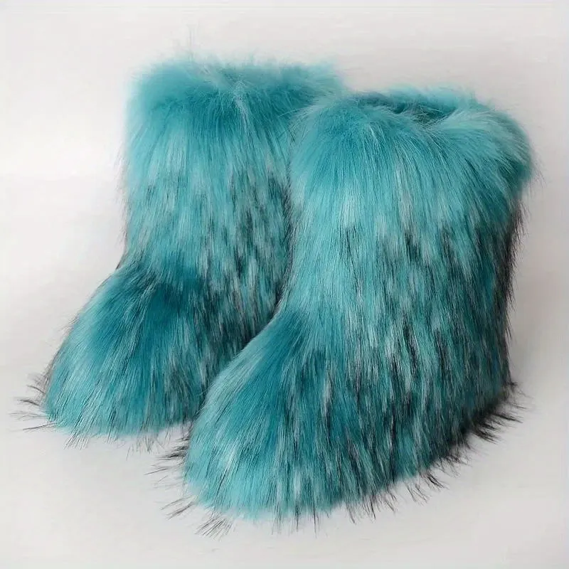 Mid Calf  Fuzzy  Flat  Warm Slip In Boots