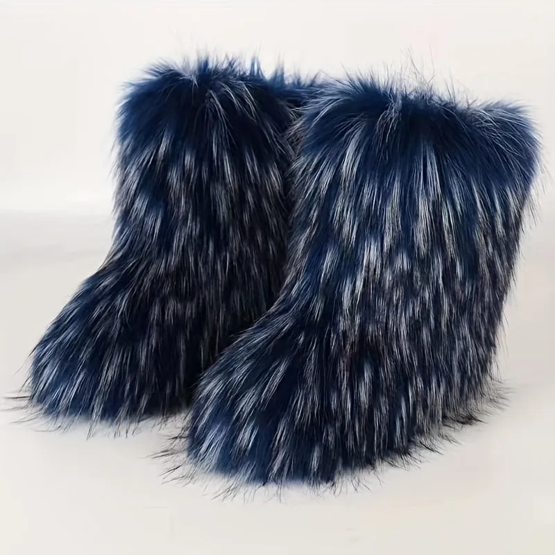 Mid Calf  Fuzzy  Flat  Warm Slip In Boots