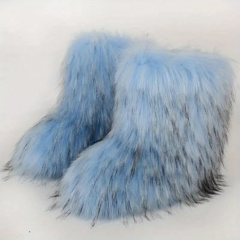 Mid Calf  Fuzzy  Flat  Warm Slip In Boots