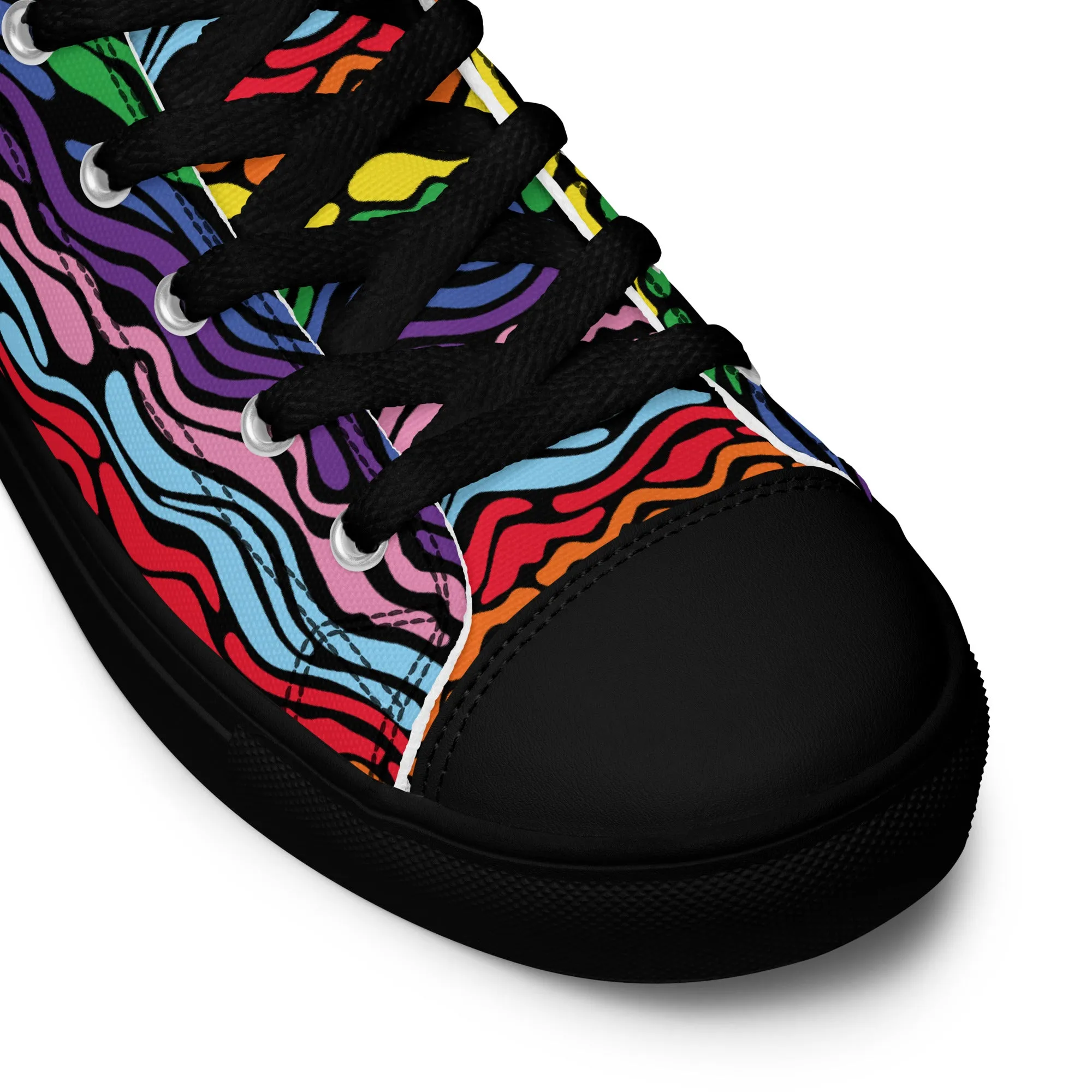 Modern Rainbow Wave Women’s High Top Canvas Shoes