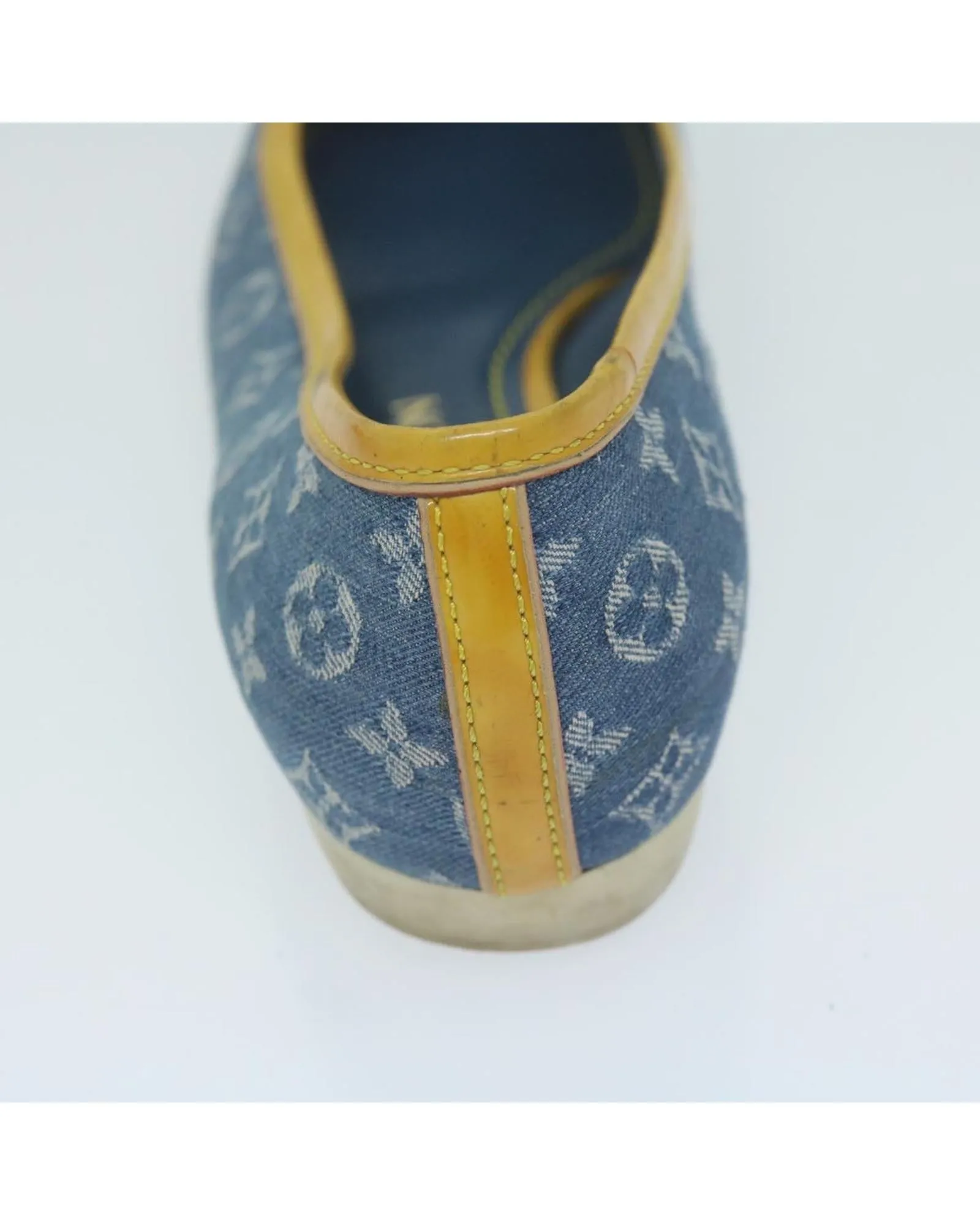 Monogram Denim Blue Yellow Pumps Shoes LV