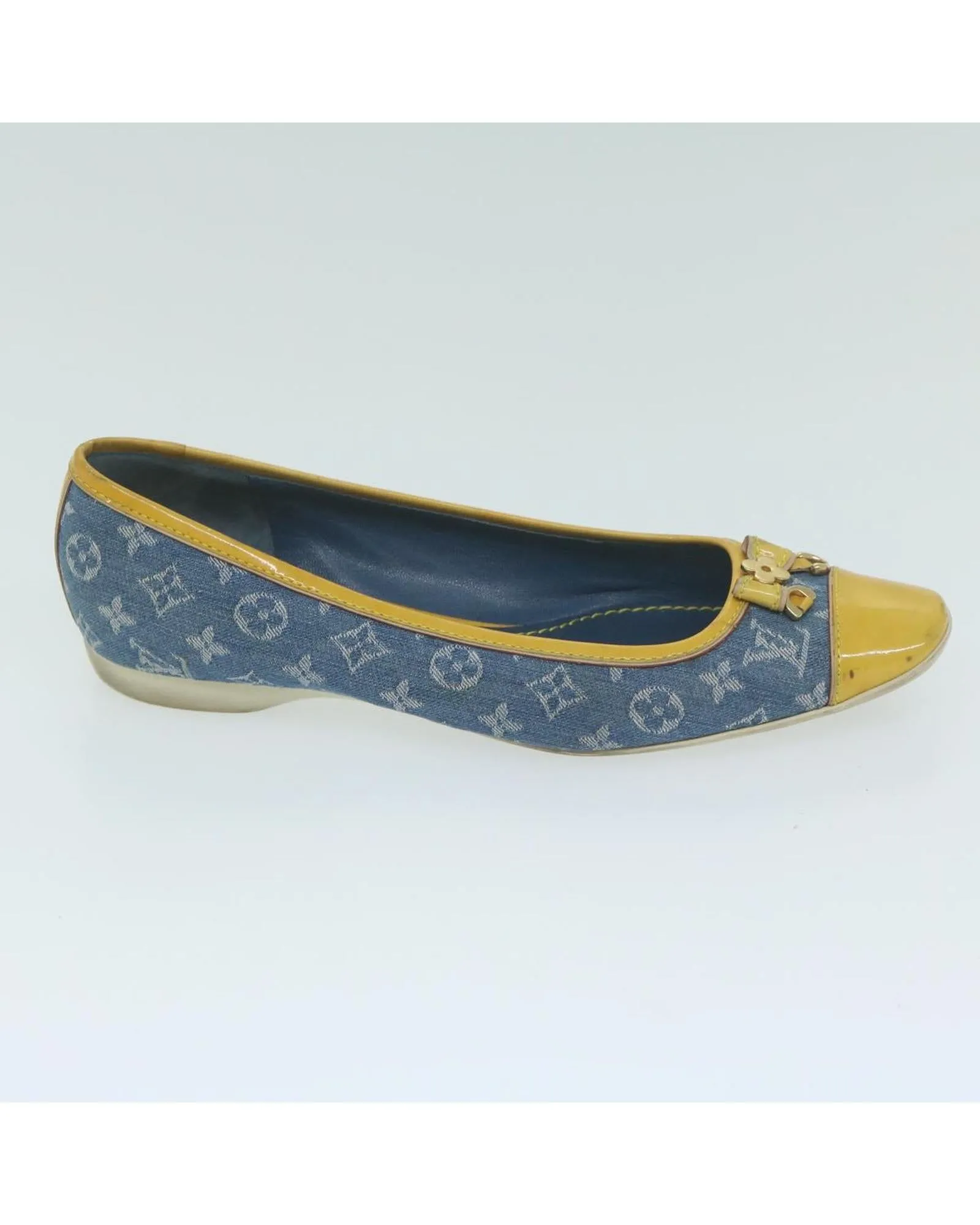 Monogram Denim Blue Yellow Pumps Shoes LV