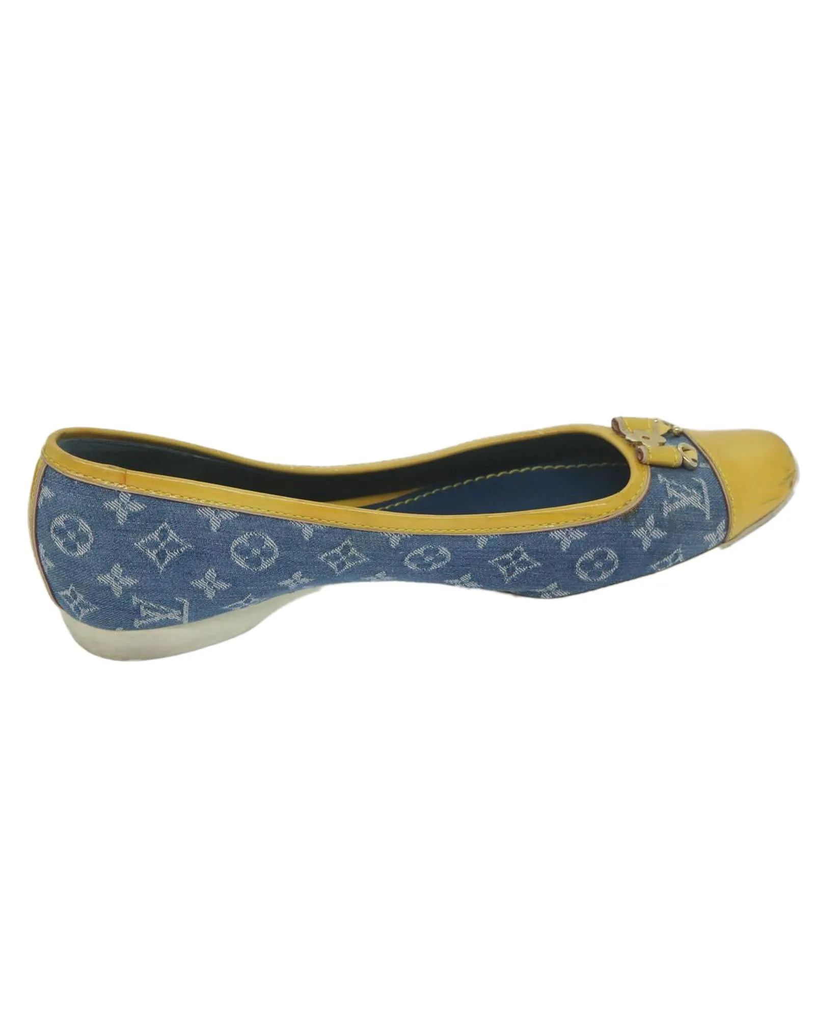 Monogram Denim Blue Yellow Pumps Shoes LV