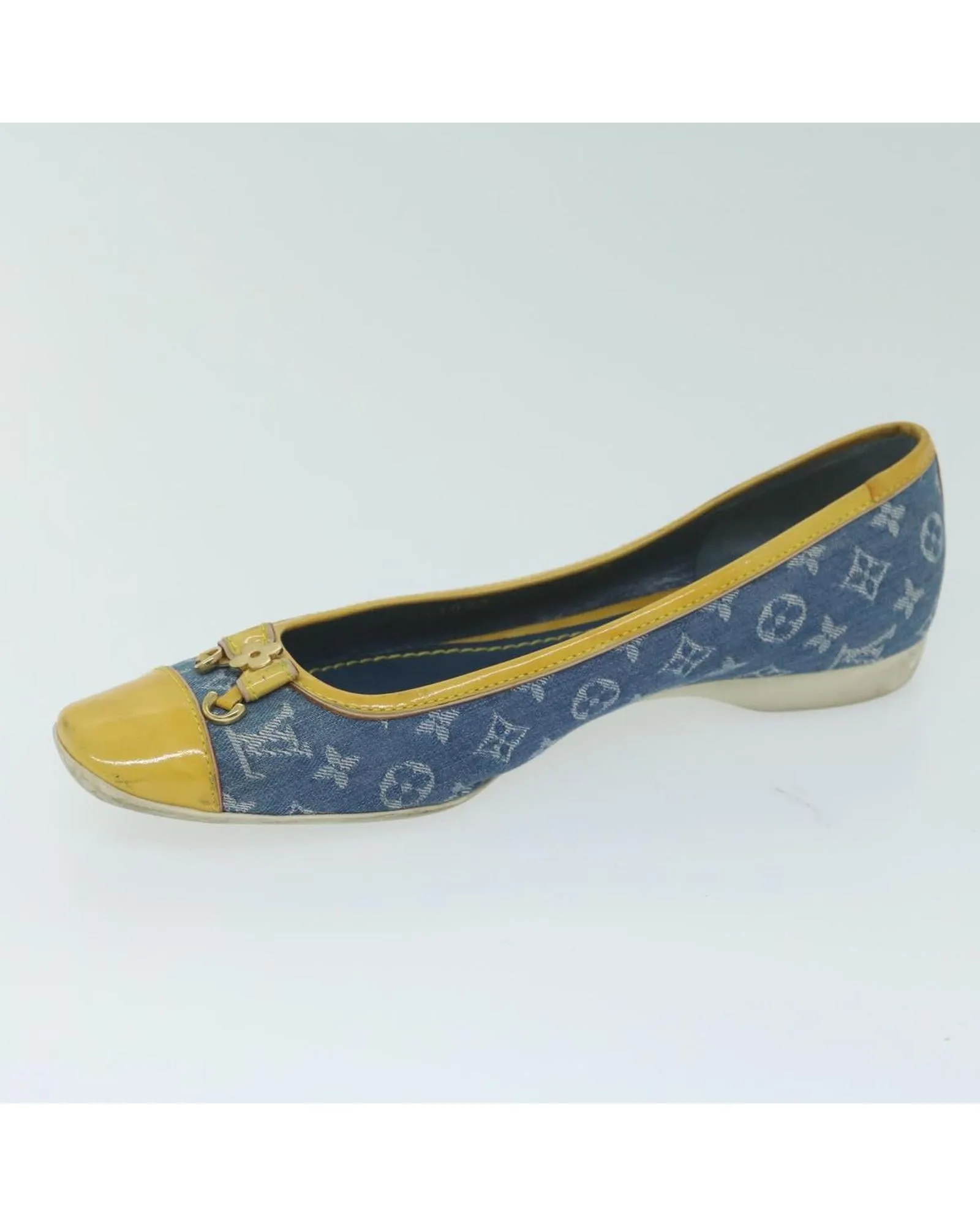 Monogram Denim Blue Yellow Pumps Shoes LV