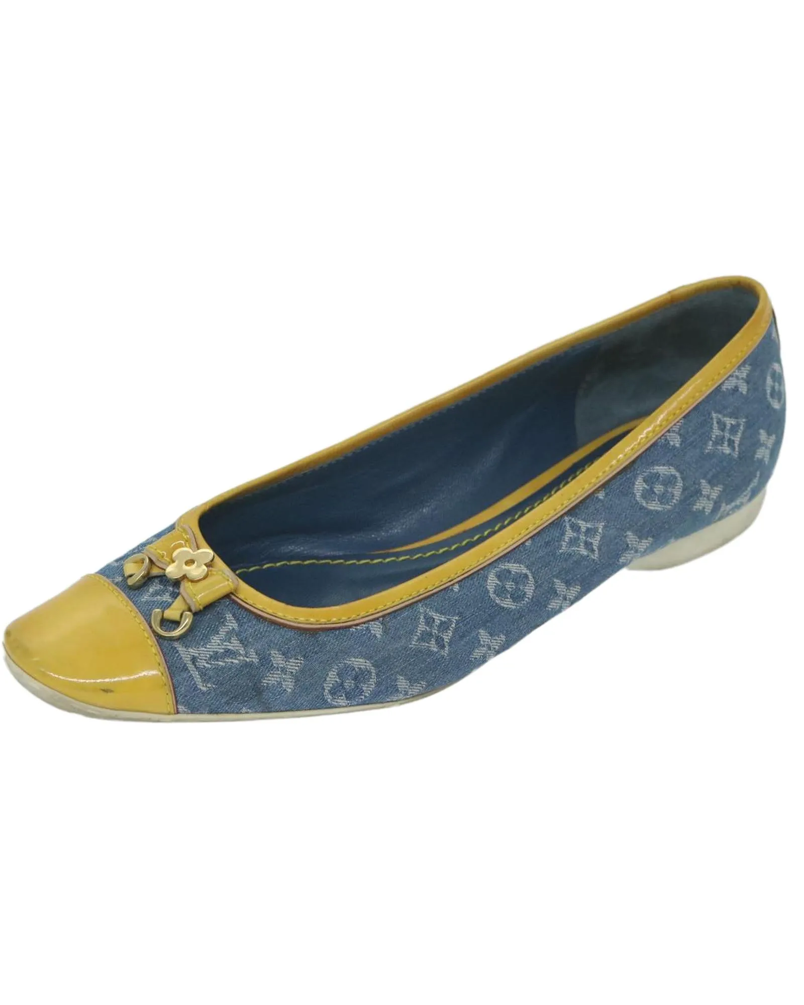 Monogram Denim Blue Yellow Pumps Shoes LV