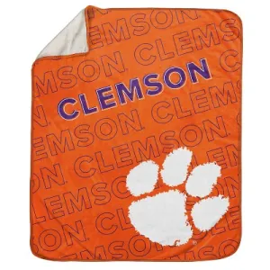 New - NCAA Clemson Tigers Wordmark 60 x 70 Faux Shearling Blanket