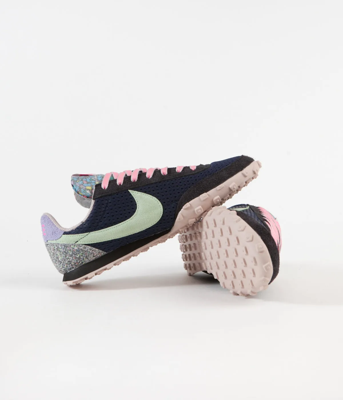 Nike Waffle Racer Shoes - Midnight Navy / Vapor Green - Black