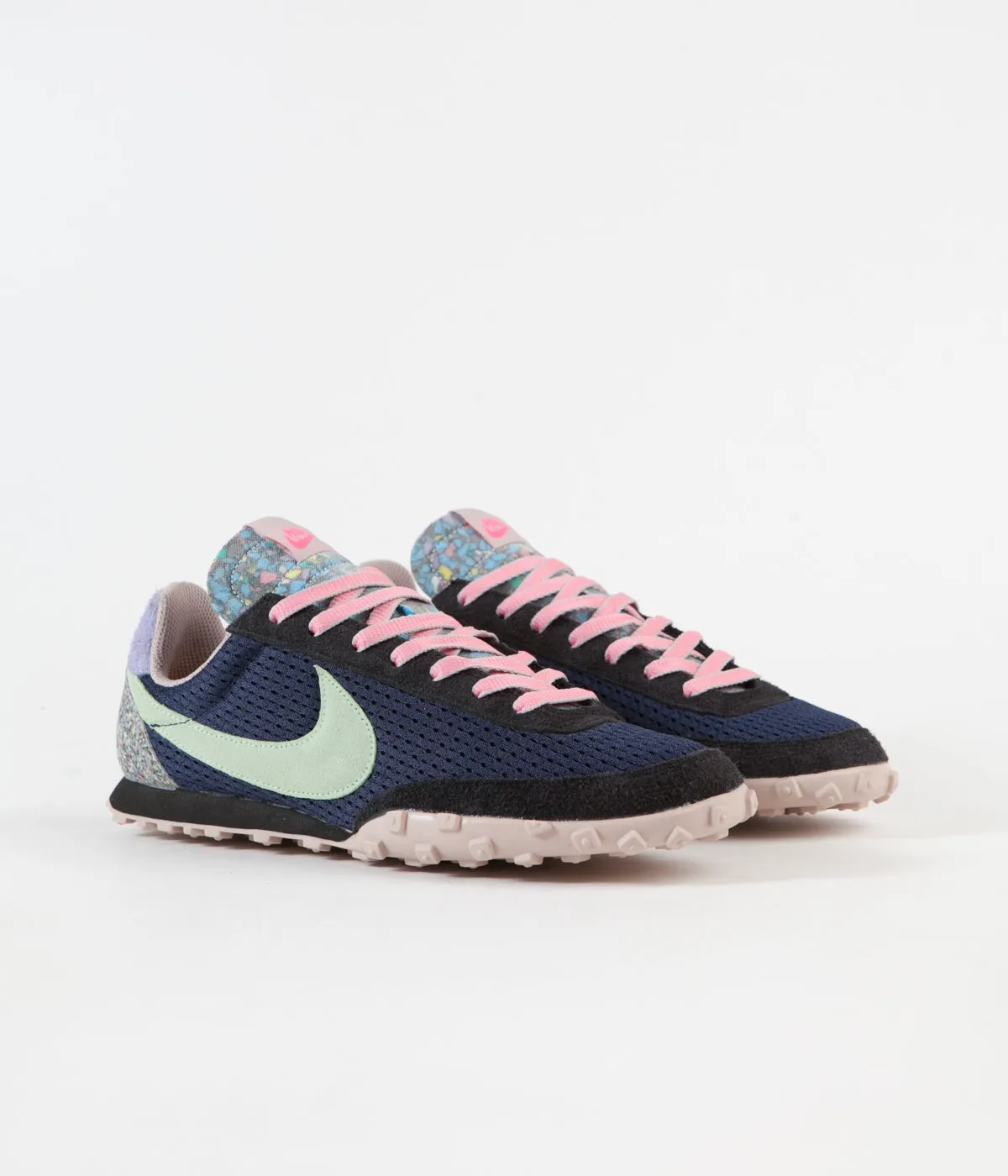 Nike Waffle Racer Shoes - Midnight Navy / Vapor Green - Black