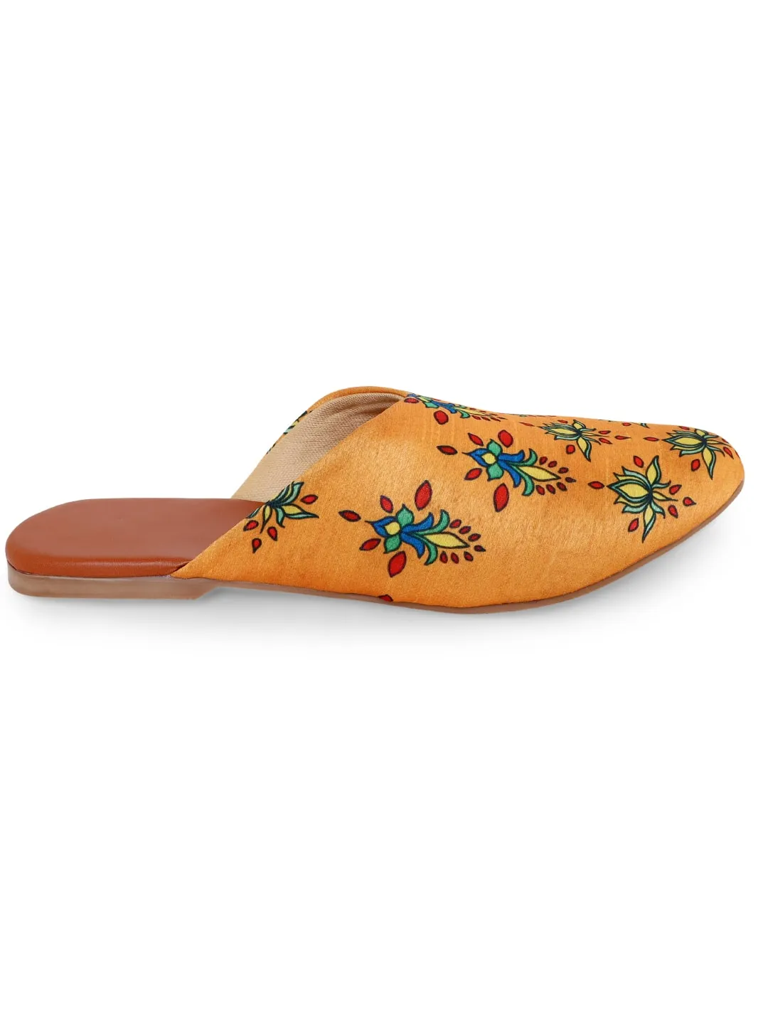 Orange Traditional Butta Slip On Chappals