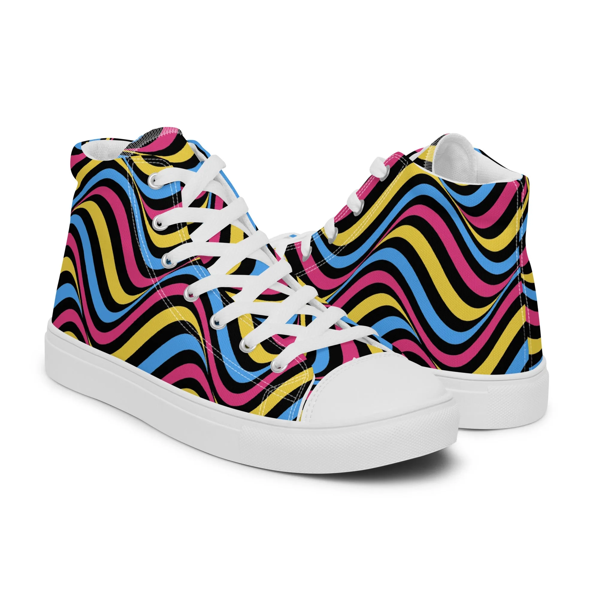 Pansexual Pan Pride Wavey Women’s High Top Canvas Athletic Shoes