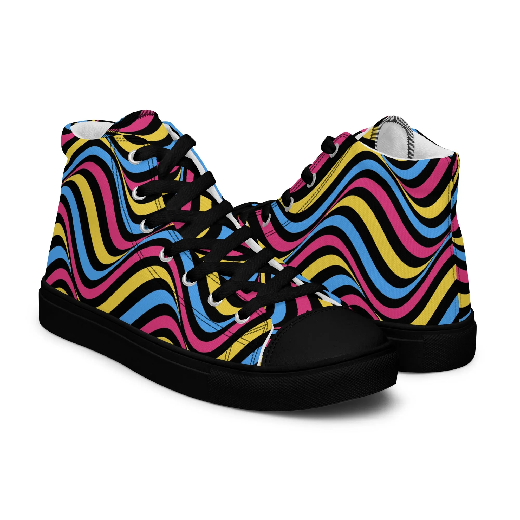 Pansexual Pan Pride Wavey Women’s High Top Canvas Athletic Shoes