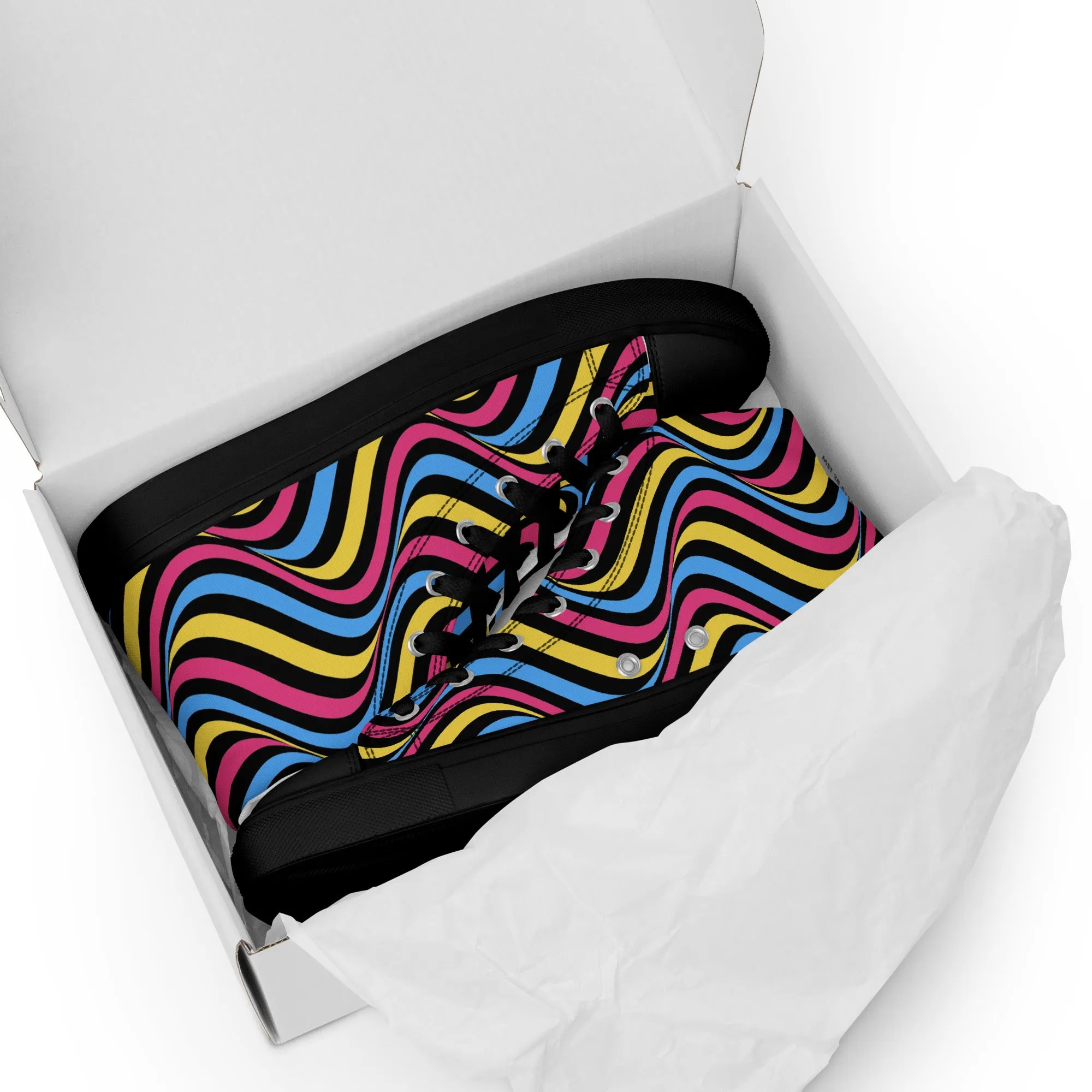 Pansexual Pan Pride Wavey Women’s High Top Canvas Athletic Shoes