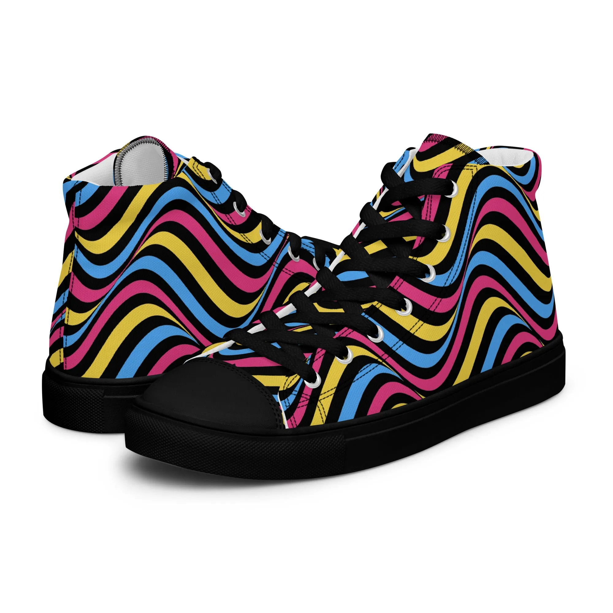 Pansexual Pan Pride Wavey Women’s High Top Canvas Athletic Shoes