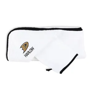 Personalized Anaheim Ducks Secondary Hooded Towel & Wash Mitt Set