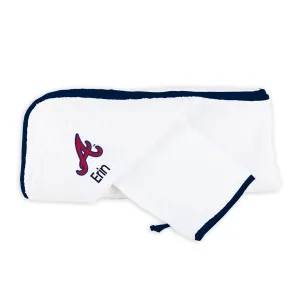 Personalized Atlanta Braves Hooded Towel & Wash Mitt Set