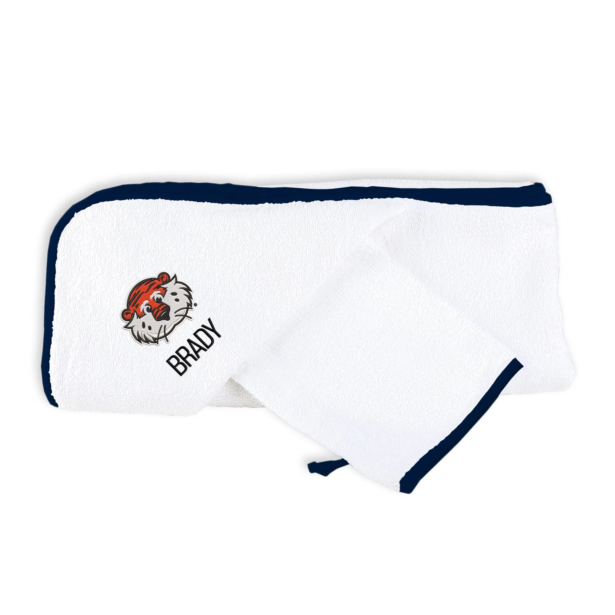 Personalized Auburn Tigers Aubie Hooded Towel & Wash Mitt Set