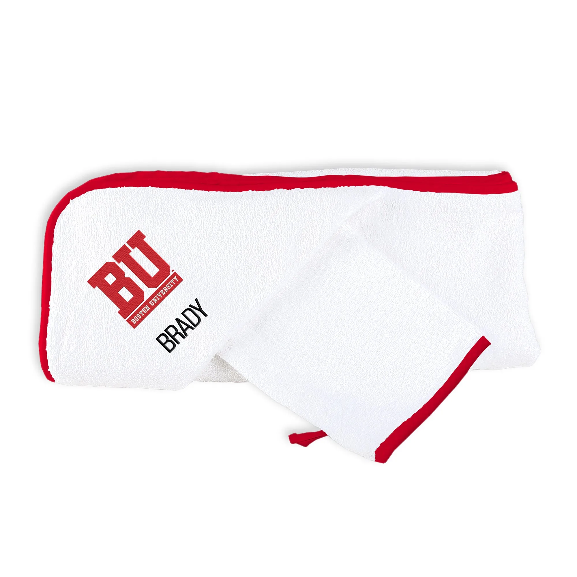 Personalized Boston University Terriers Hooded Towel & Wash Mitt Set