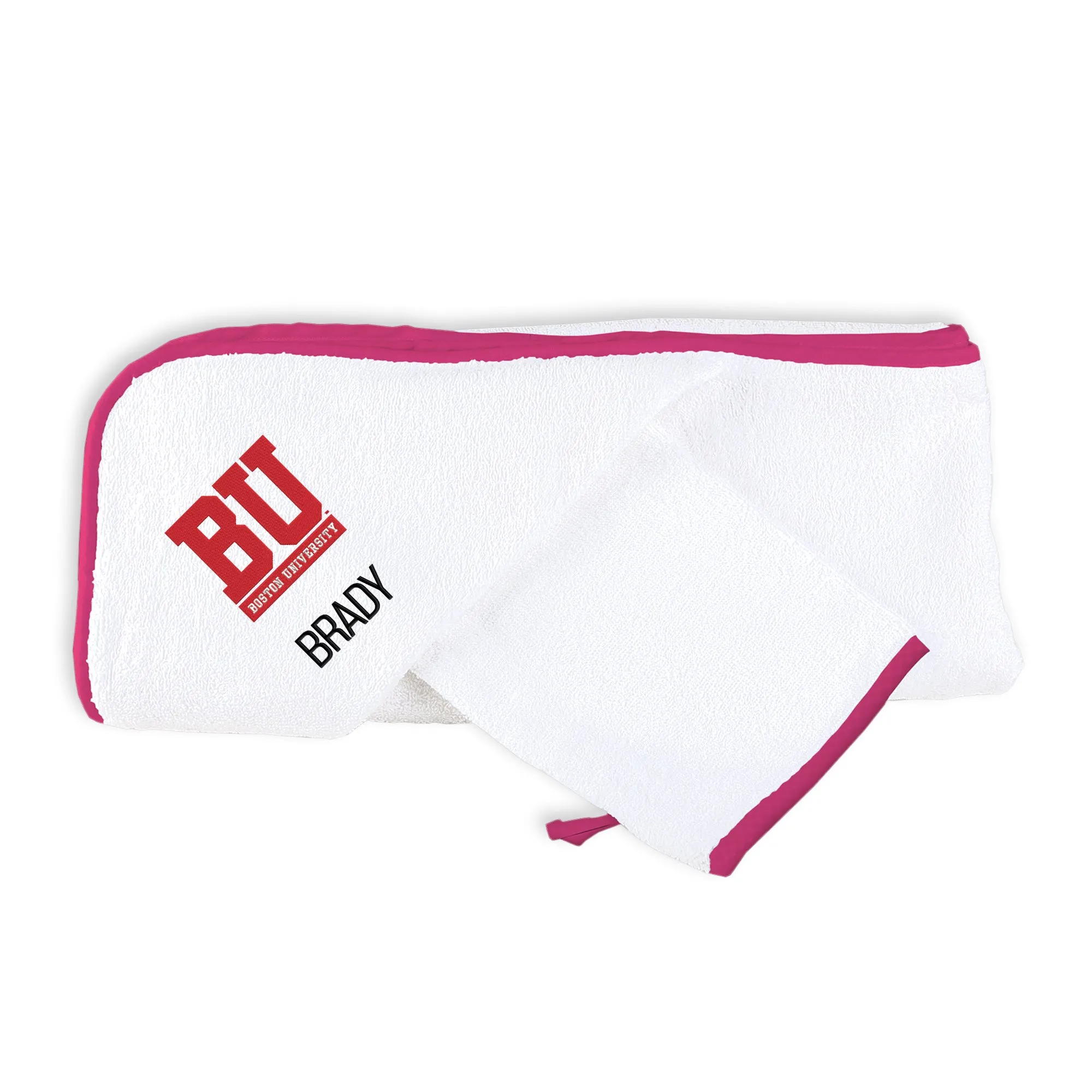 Personalized Boston University Terriers Hooded Towel & Wash Mitt Set