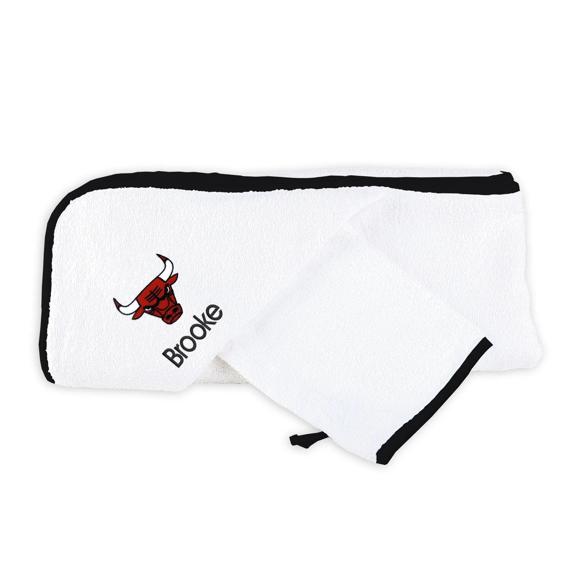 Personalized Chicago Bulls Hooded Towel & Wash Mitt Set