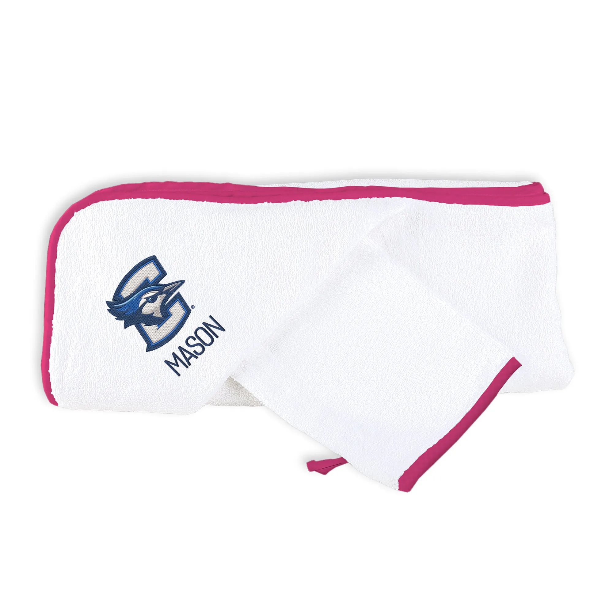 Personalized Creighton Bluejays Hooded Towel & Wash Mitt Set