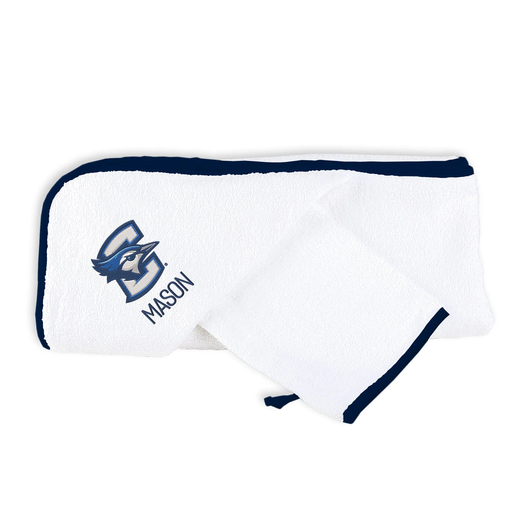 Personalized Creighton Bluejays Hooded Towel & Wash Mitt Set