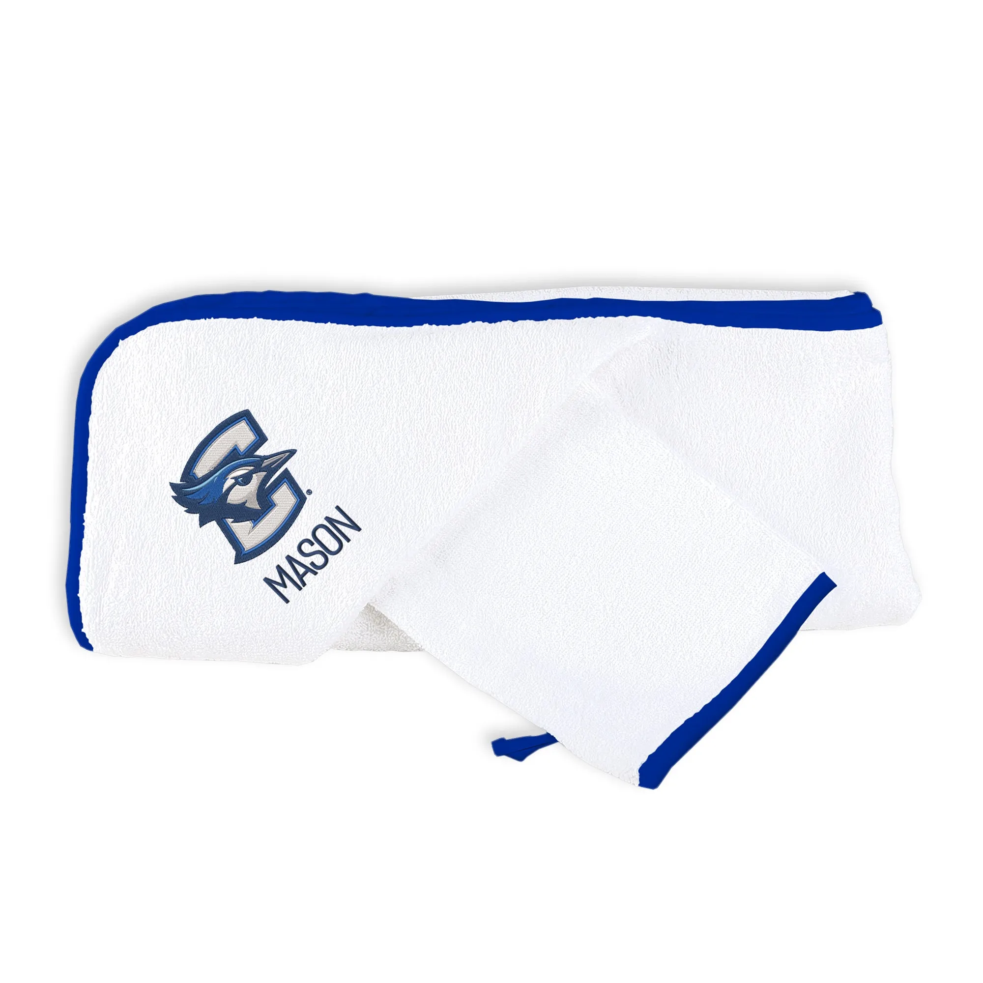 Personalized Creighton Bluejays Hooded Towel & Wash Mitt Set